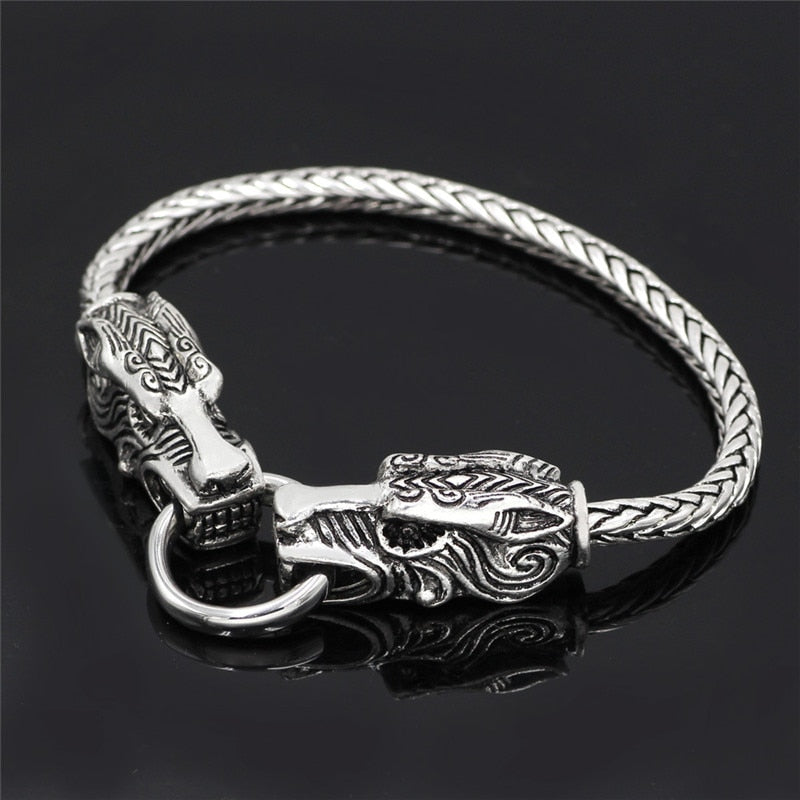 Vintage Tiger Head Viking Rune Bead Leather Bracelets