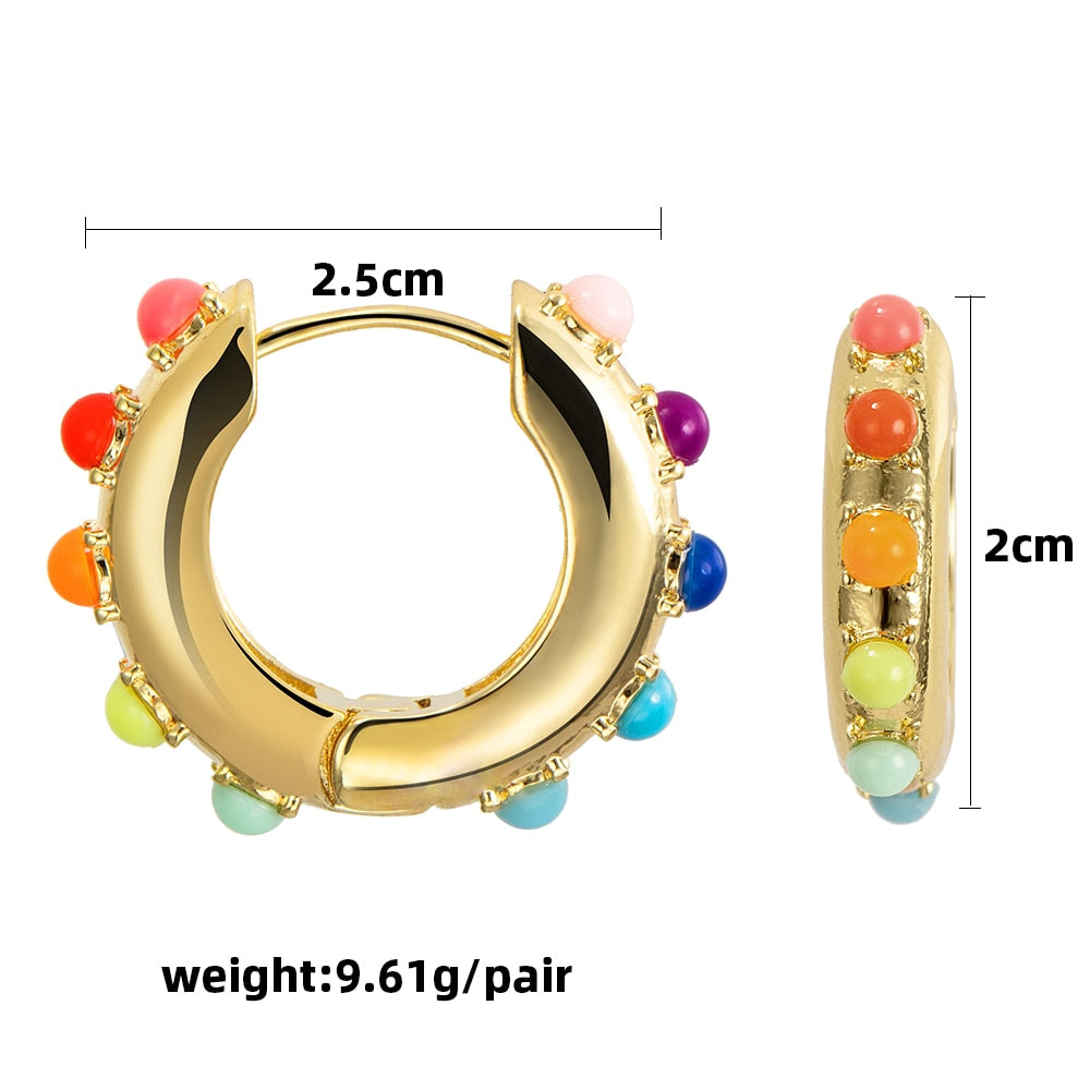 Women CZ Rainbow Earrings Cubic Zirconia Ear Cuff Set