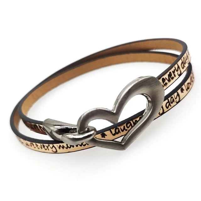 Newest Design Black Simple love Leather Charms Bracelet for Women