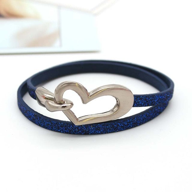 Newest Design Black Simple love Leather Charms Bracelet for Women