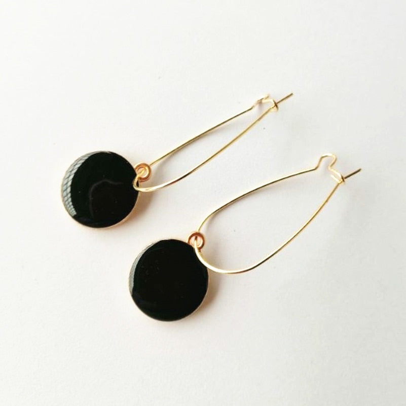 new black round rhinestone earrings