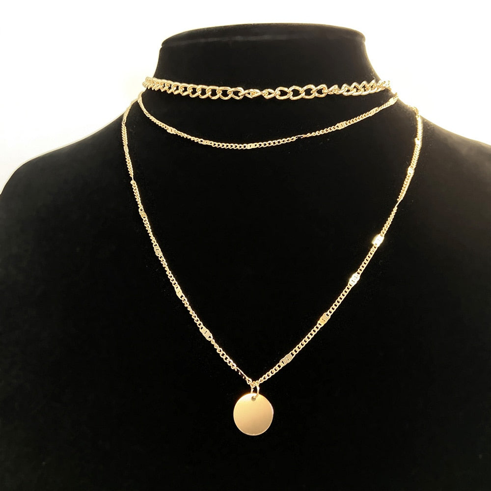 Vintage Necklace on Neck Gold Chain