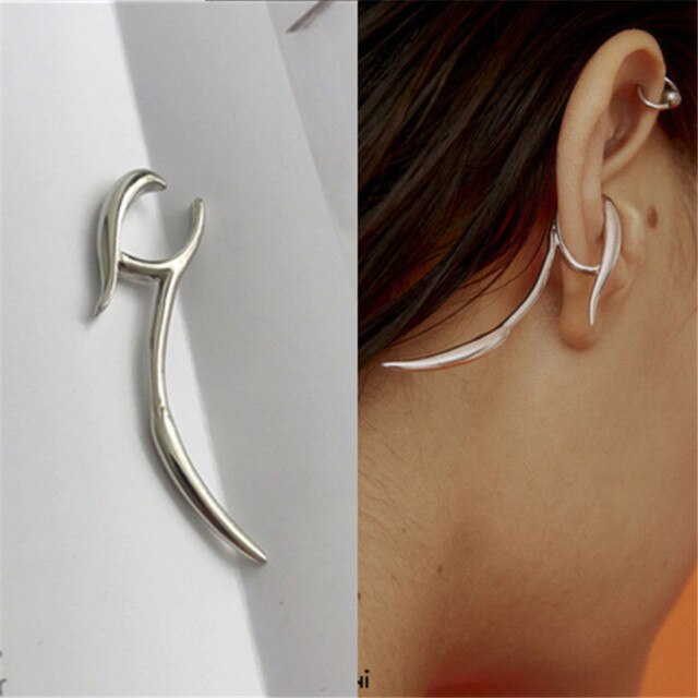 Male Simple Ear-hole-free Leaves Couples Ear Bone Clip A dual Purpose Earrings