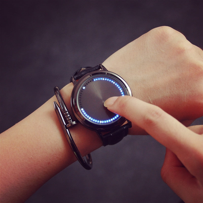 Led Touch Watches Fashion casual creative leather watch