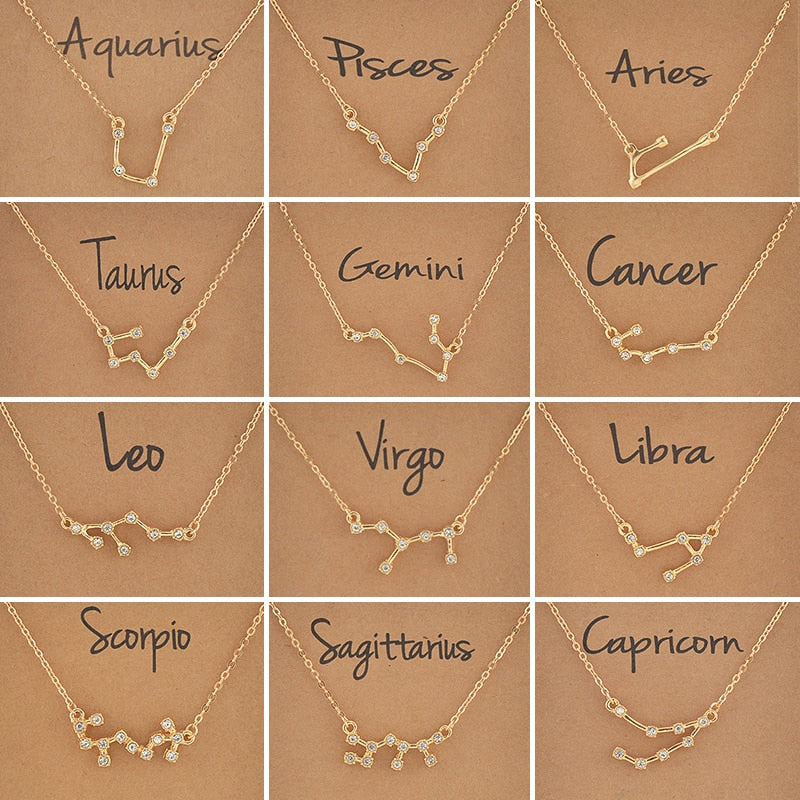 Cardboard Star Zodiac Sign 12 Constellation Necklaces