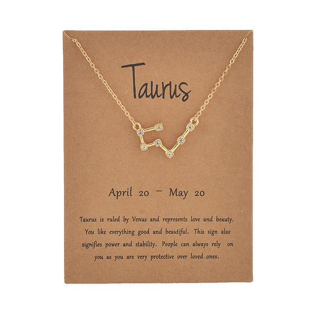 Cardboard Star Zodiac Sign 12 Constellation Necklaces