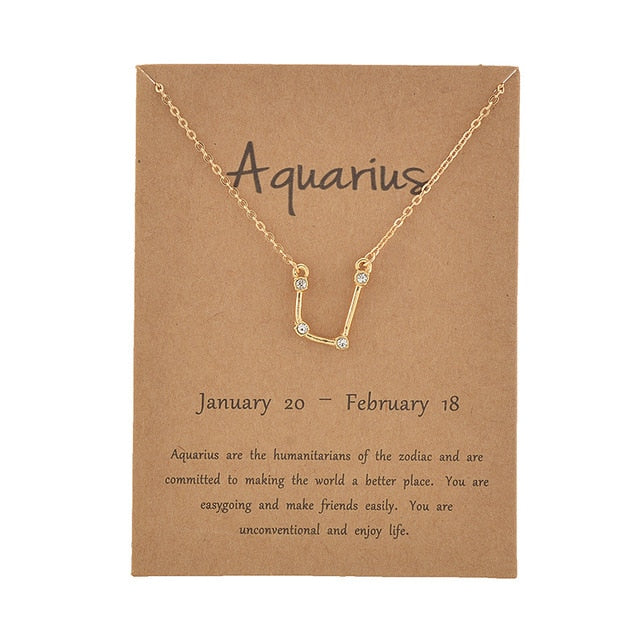 Cardboard Star Zodiac Sign 12 Constellation Necklaces