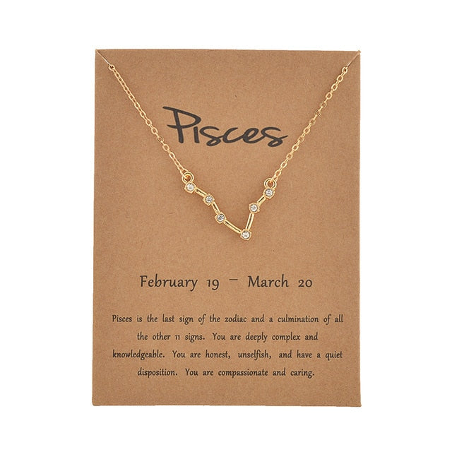 Cardboard Star Zodiac Sign 12 Constellation Necklaces