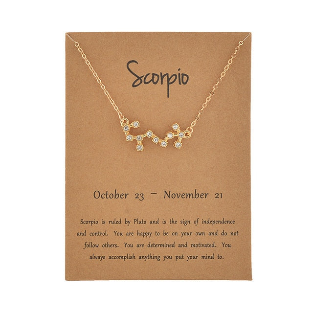 Cardboard Star Zodiac Sign 12 Constellation Necklaces