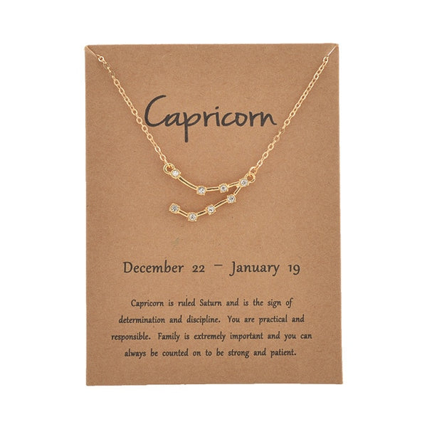 Cardboard Star Zodiac Sign 12 Constellation Necklaces