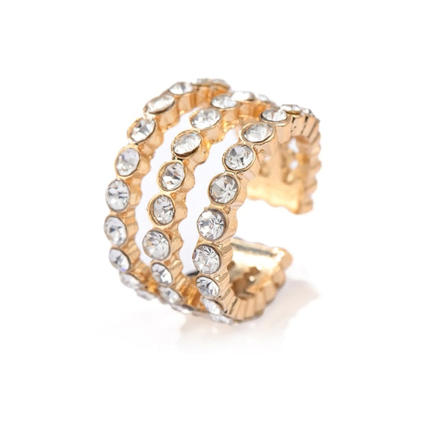 Boho Trendy Stackable Cuff Statement Rhinestone Clip Earrings