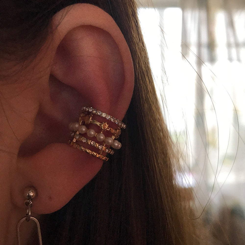 New Arrival Multicolor CZ Crystal Ear Cuff Stackable C Shaped Ear Clips
