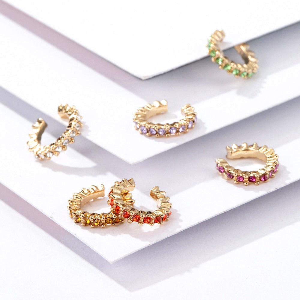 Bohemia Stackable C Shaped CZ Rhinestone Small Earcuffs Clip