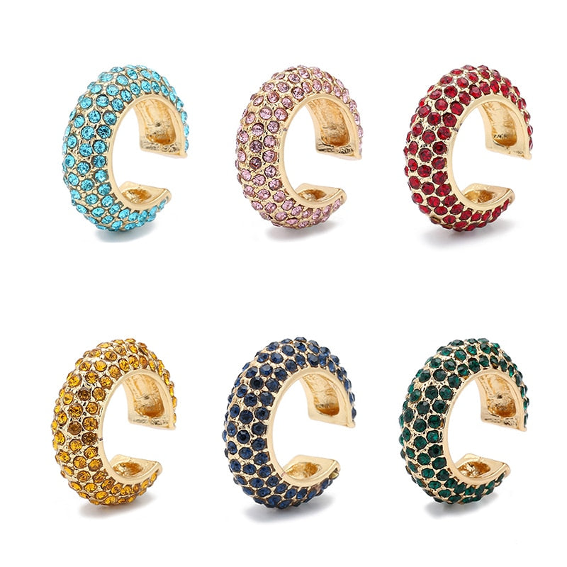 Bohemia Stackable C Shaped CZ Rhinestone Small Earcuffs Clip