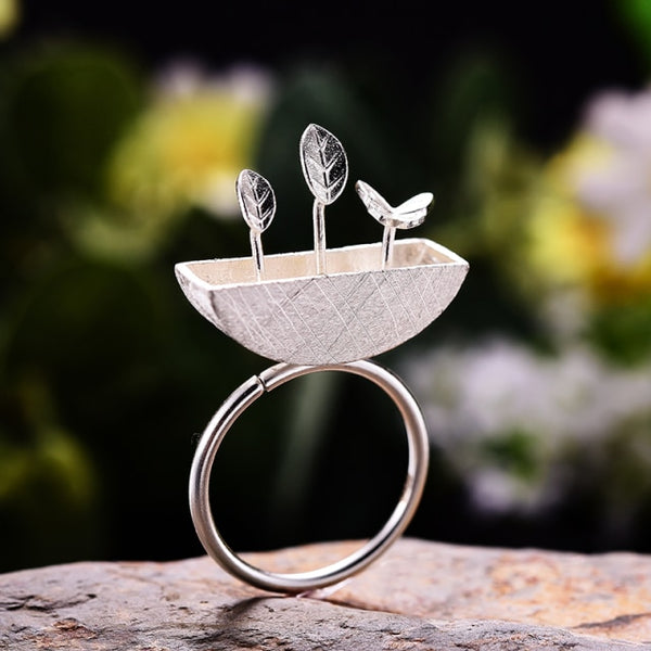925 Sterling Silver  My Little Garden Open Female Rings