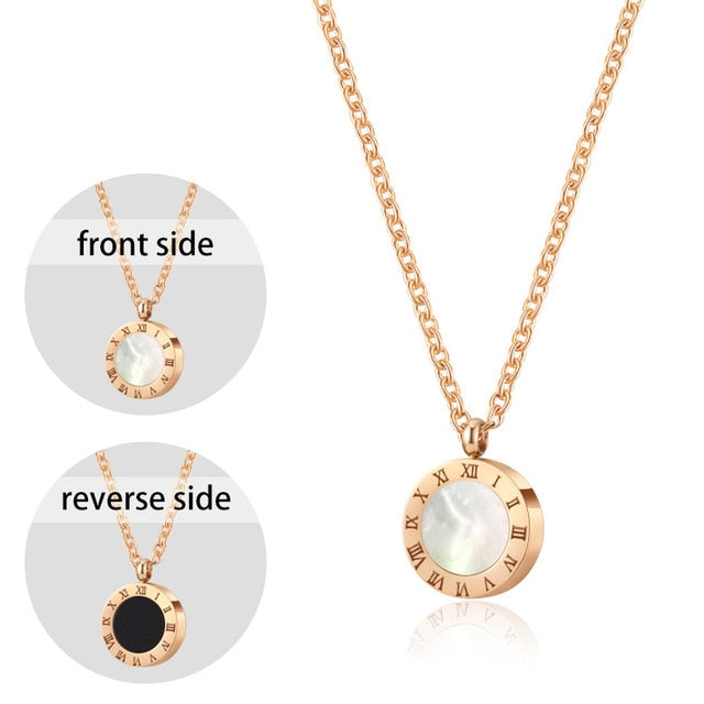 Luxury Elegant Roman Numeral Crystal Necklace Earrings Set