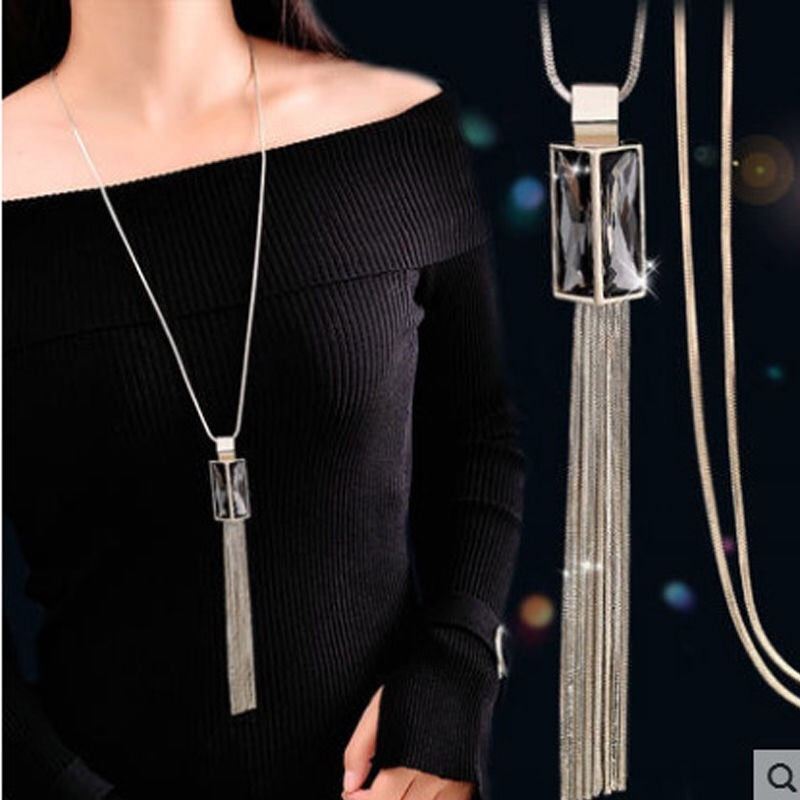 Snowflake Zircon Fashion Silver Color Crystal Maxi Necklaces