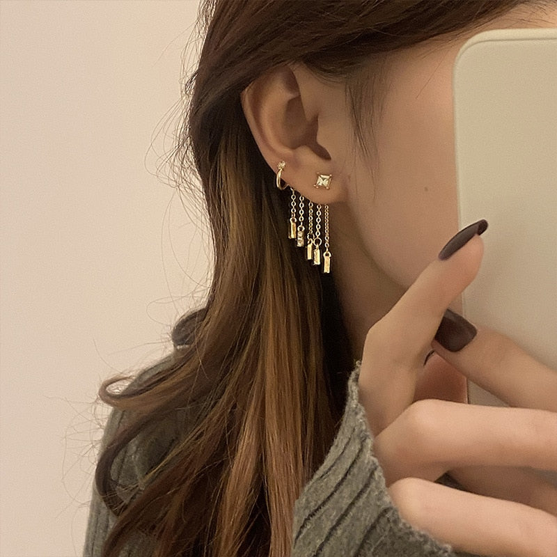 Exaggerated temperament star tassel earrings