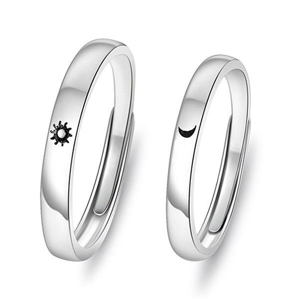 Anillo ajustable de sol y luna para pareja simple de Corea