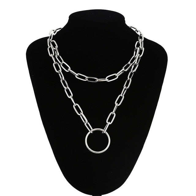 Lock Chain Necklace With A Padlock Pendants