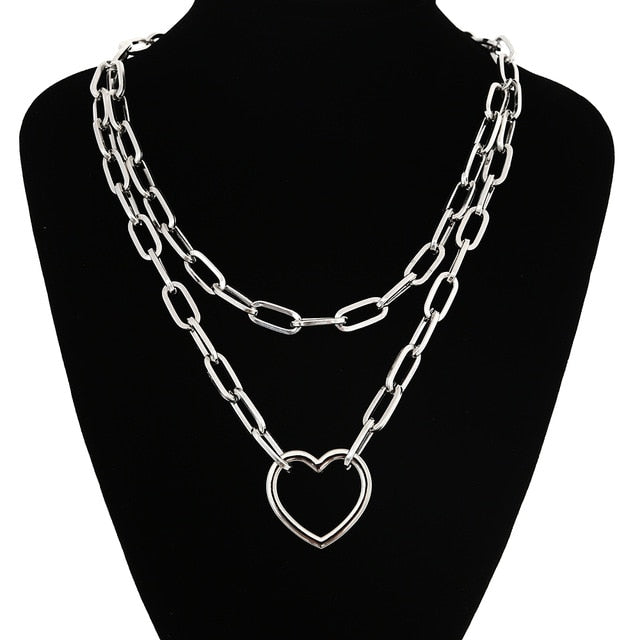 Lock Chain Necklace With A Padlock Pendants