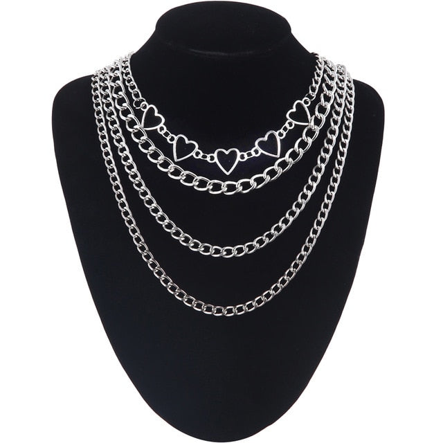 Lock Chain Necklace With A Padlock Pendants
