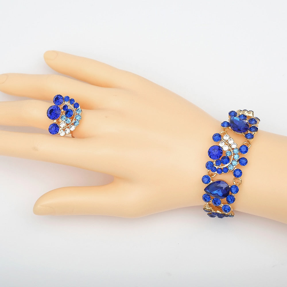 Luxury Crystal Earrings Necklace Bridal Wedding Jewelry Set
