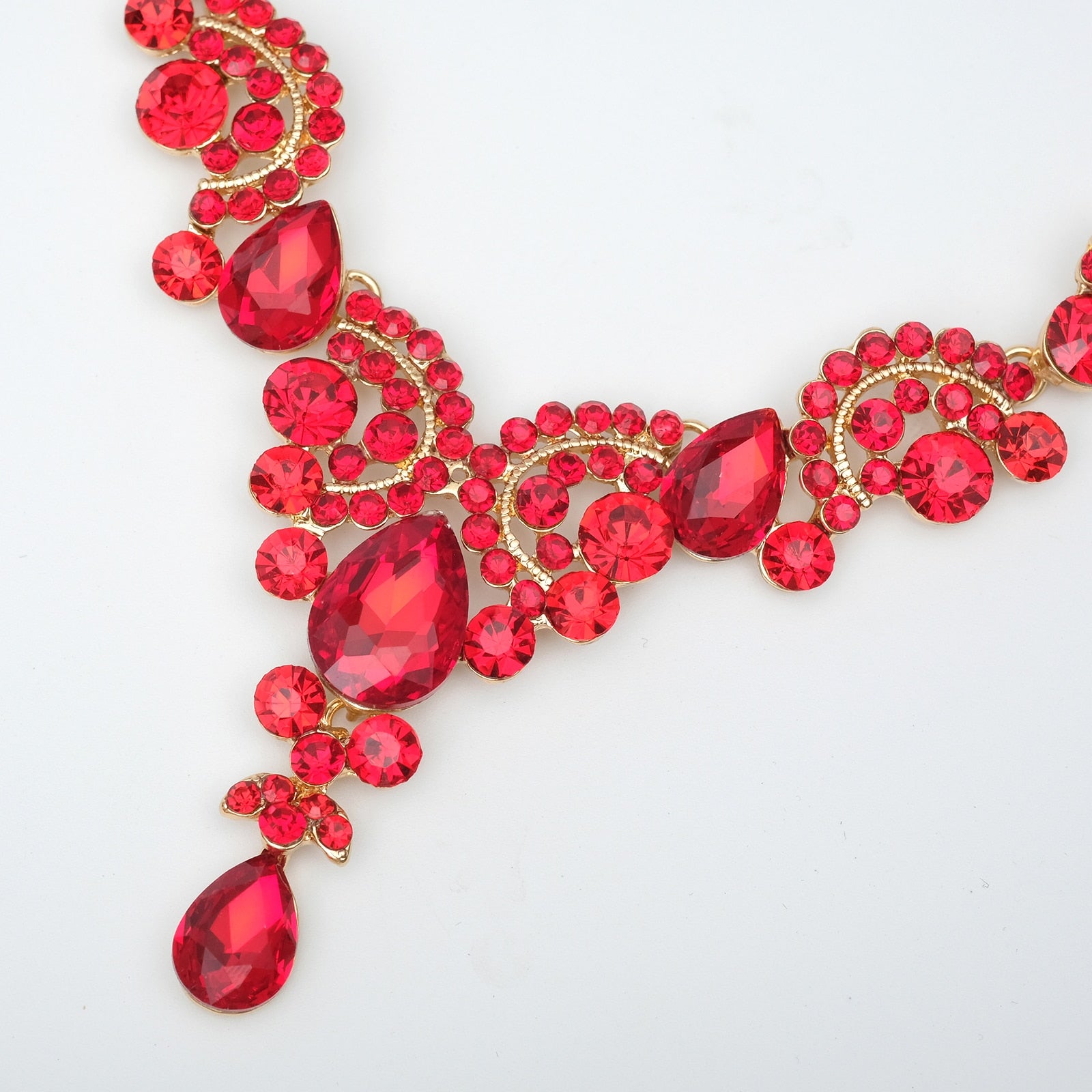 Luxury Crystal Earrings Necklace Bridal Wedding Jewelry Set