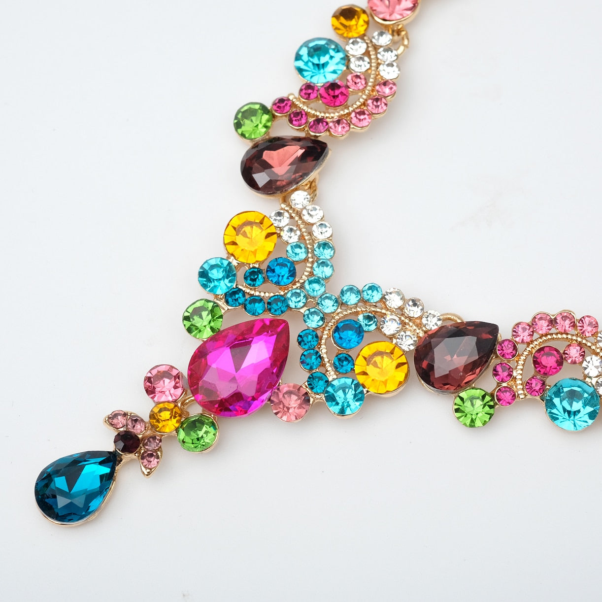 Luxury Crystal Earrings Necklace Bridal Wedding Jewelry Set