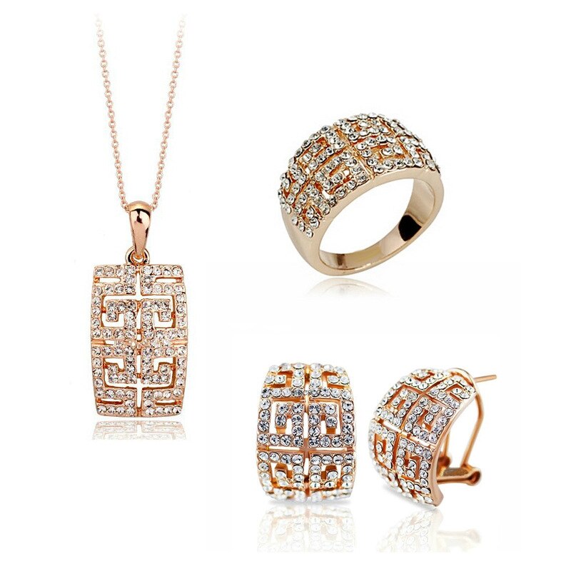 New Design Hot Sale gold-color Austria Crystal Jewelry Set