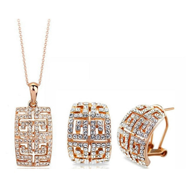 New Design Hot Sale gold-color Austria Crystal Jewelry Set