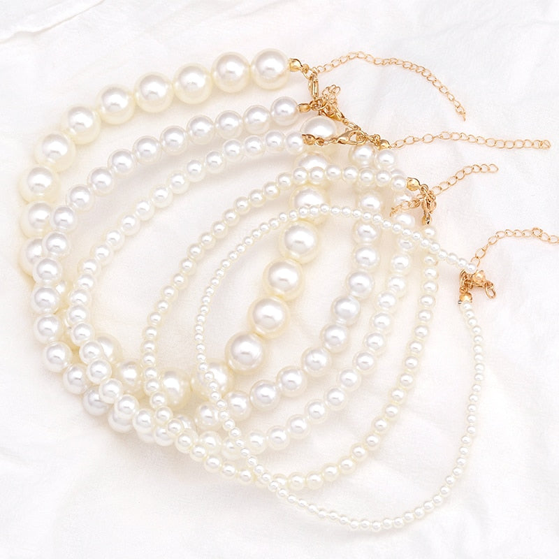 Fresh Style Small Ball Simulated Pearl Necklaces