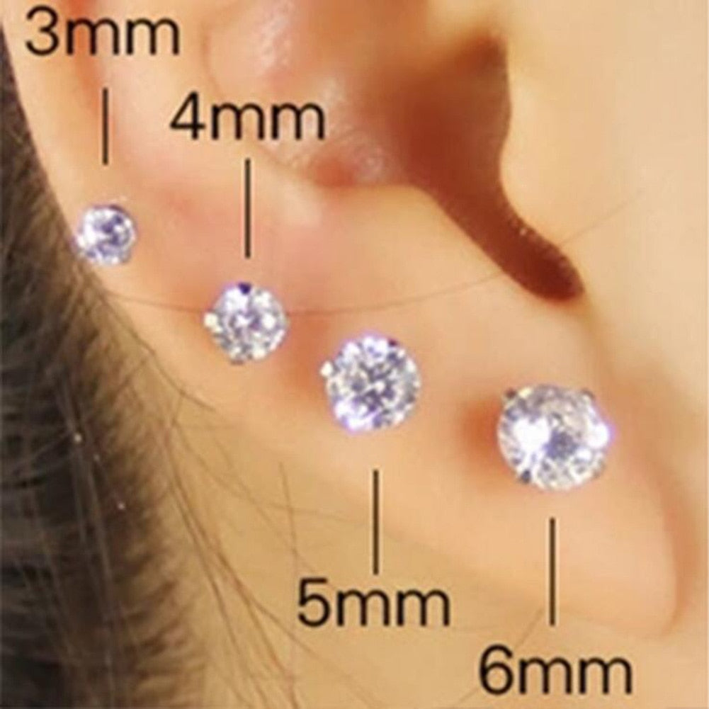 Stainless steel Crystal Zircon Ear Studs Earrings