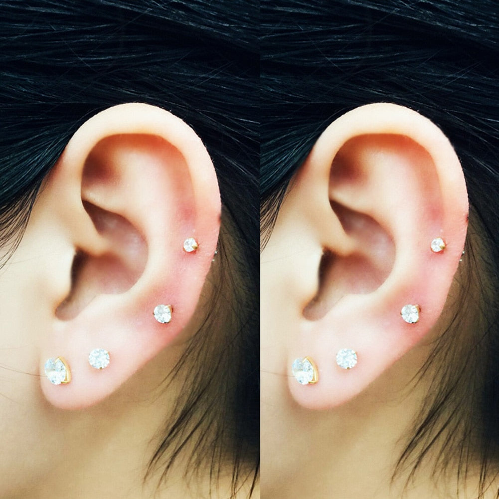 Stainless steel Crystal Zircon Ear Studs Earrings