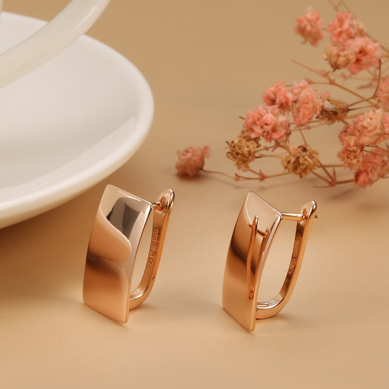 585 Rose Gold Simple Square Earrings