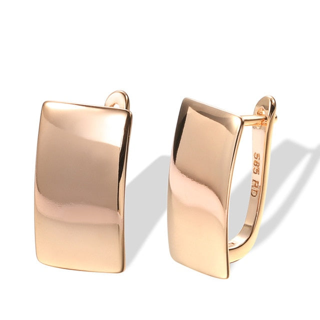 585 Rose Gold Simple Square Earrings