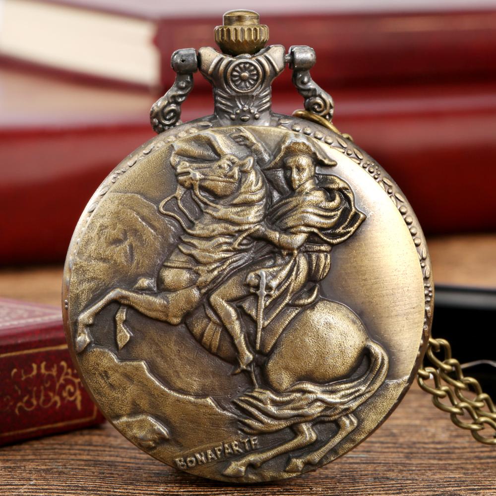 Bronze Napoleon Bonaparte Horse Knight Design Antique Quartz Pocket Watch