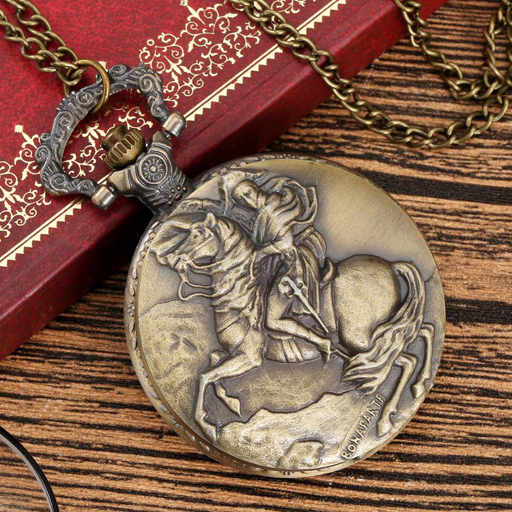 Bronze Napoleon Bonaparte Horse Knight Design Antique Quartz Pocket Watch