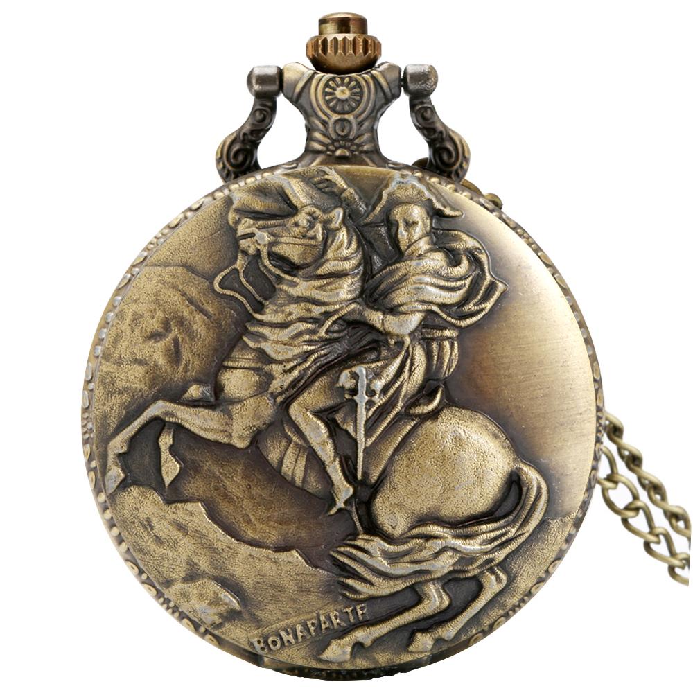 Bronze Napoleon Bonaparte Horse Knight Design Antique Quartz Pocket Watch