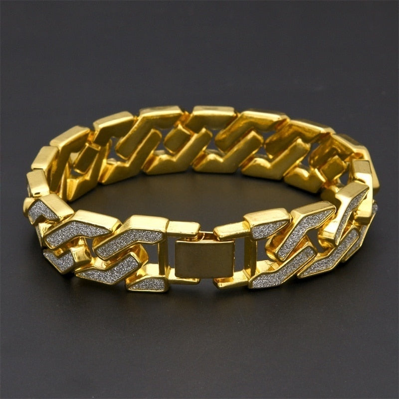 Men Hip Hop Rhinestone Cuban Bracelet