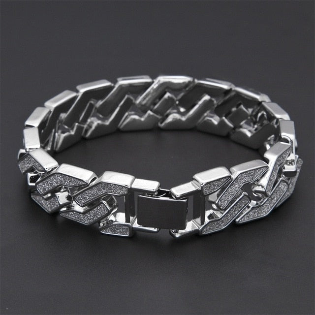 Men Hip Hop Rhinestone Cuban Bracelet