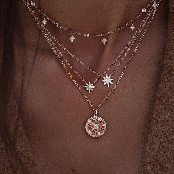 Trendy Gold Carved Portrait Coin Pendant Necklace