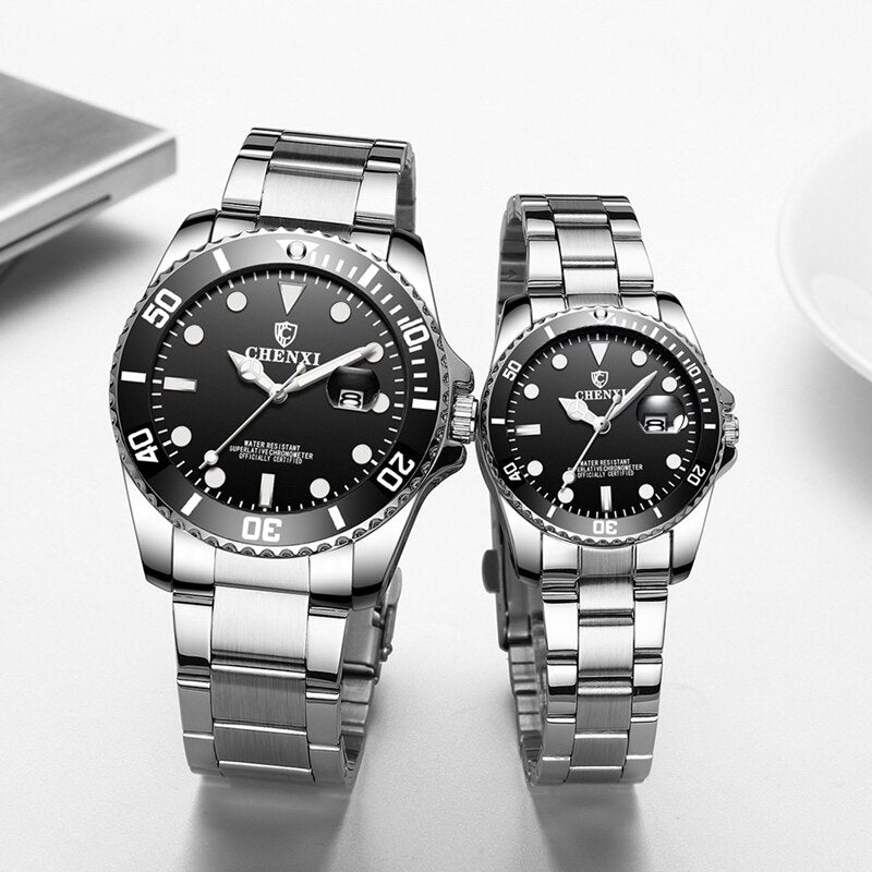 1 Pair Men And Women With Box Stainless Steel Quartz Watches