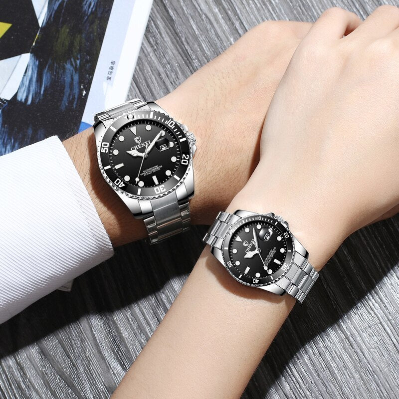 1 Pair Men And Women With Box Stainless Steel Quartz Watches