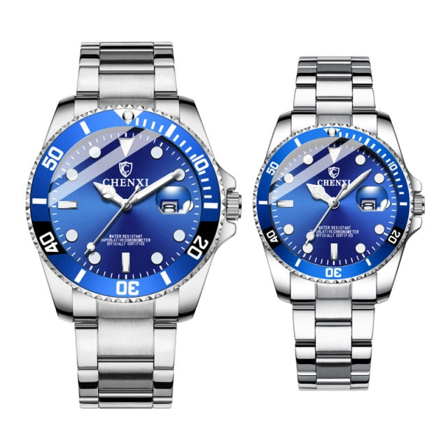 1 Pair Men And Women With Box Stainless Steel Quartz Watches