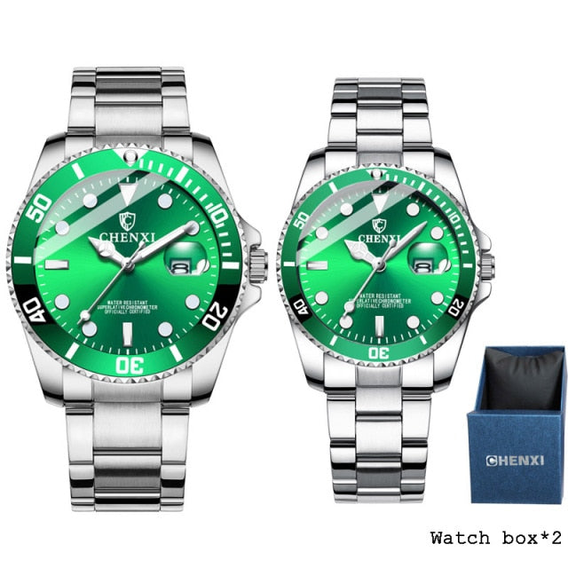 1 Pair Men And Women With Box Stainless Steel Quartz Watches