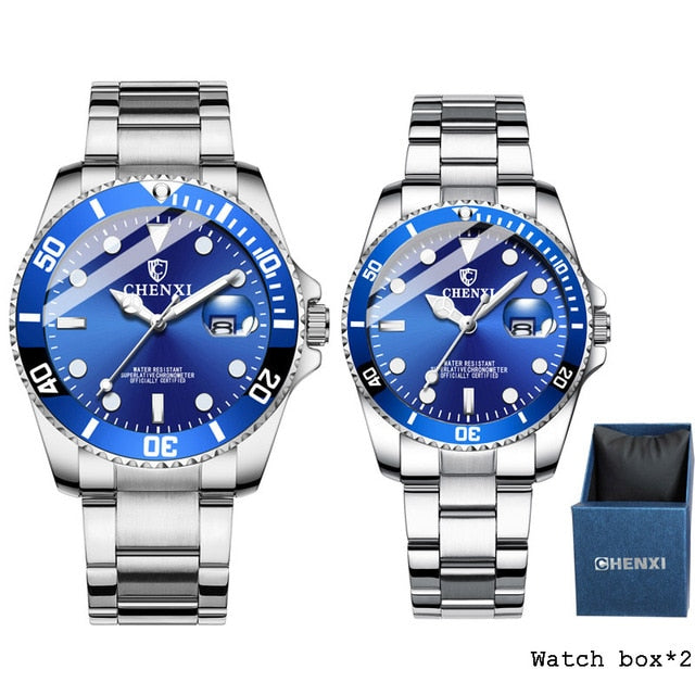 1 Pair Men And Women With Box Stainless Steel Quartz Watches