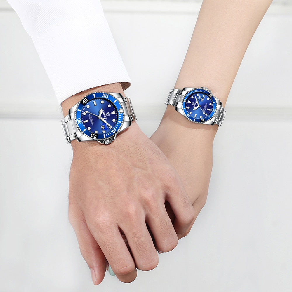 1 Pair Men And Women With Box Stainless Steel Quartz Watches