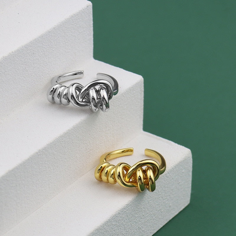 925 Sterling Silver interwave Ring Classic Round Finger Ring