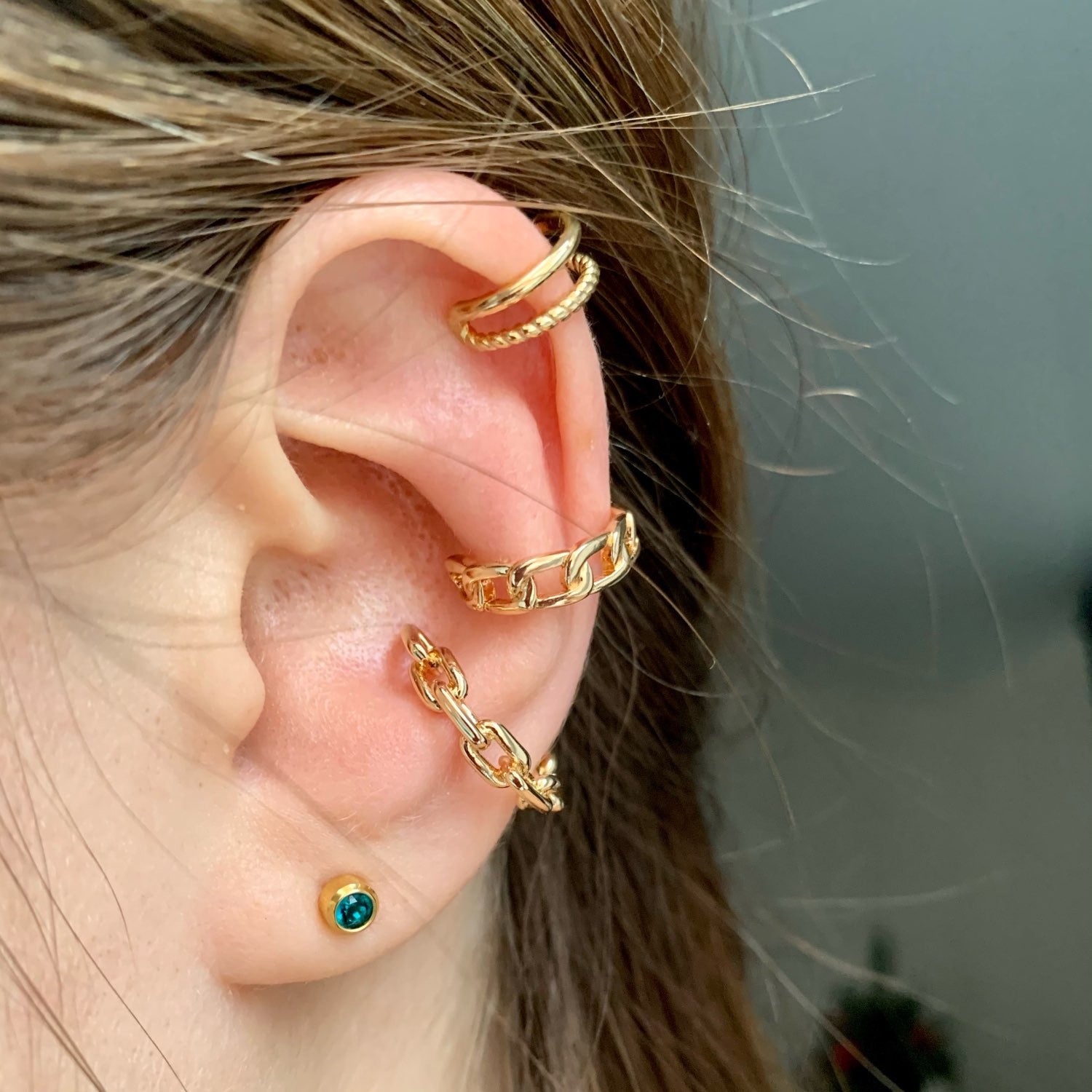 Bohemia Stackable C Shaped CZ Rhinestone Small Earcuffs Clip